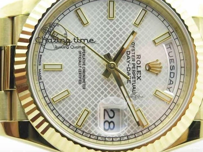 MiroTime 0427 Cozy Day-Date 40mm 228238 YG Noob 1:1 Best Edition Silver Dial On YG President Bracelet A 3710